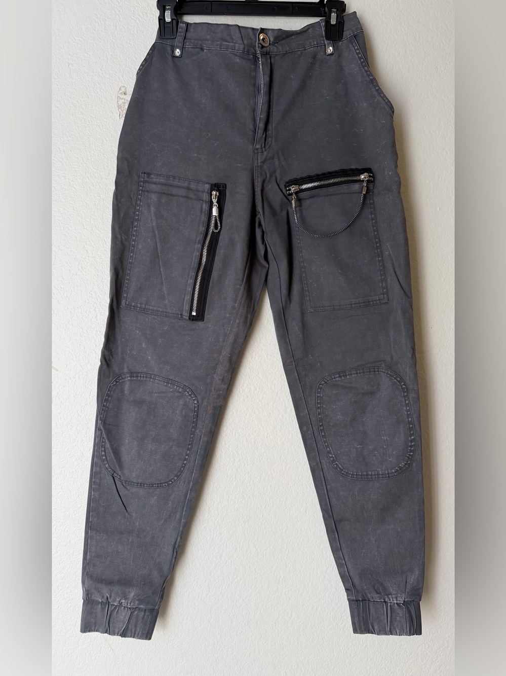Women’s Dark Gray Utility Cargo Pants with Zipper Pockets
